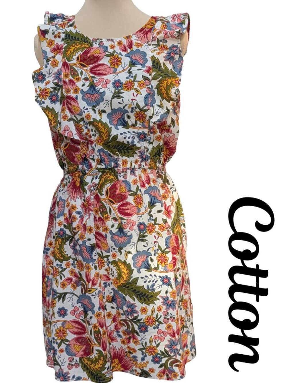 City Streets Floral Ruffle 100% Cotton Dress